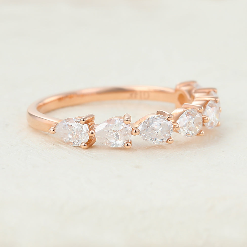 1.40 CT Pear Shaped Moissanite Half Eternity Wedding Band 3 1.40 CT Pear Shaped Moissanite Half Eternity Wedding Band 3