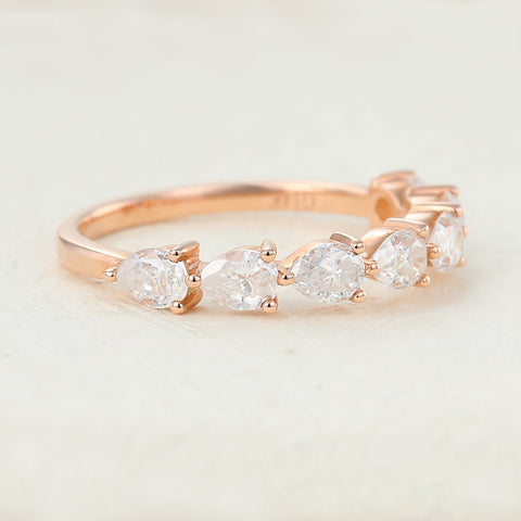 1.40 CT Pear Shaped Moissanite Half Eternity Wedding Band 3 1.40 CT Pear Shaped Moissanite Half Eternity Wedding Band 3