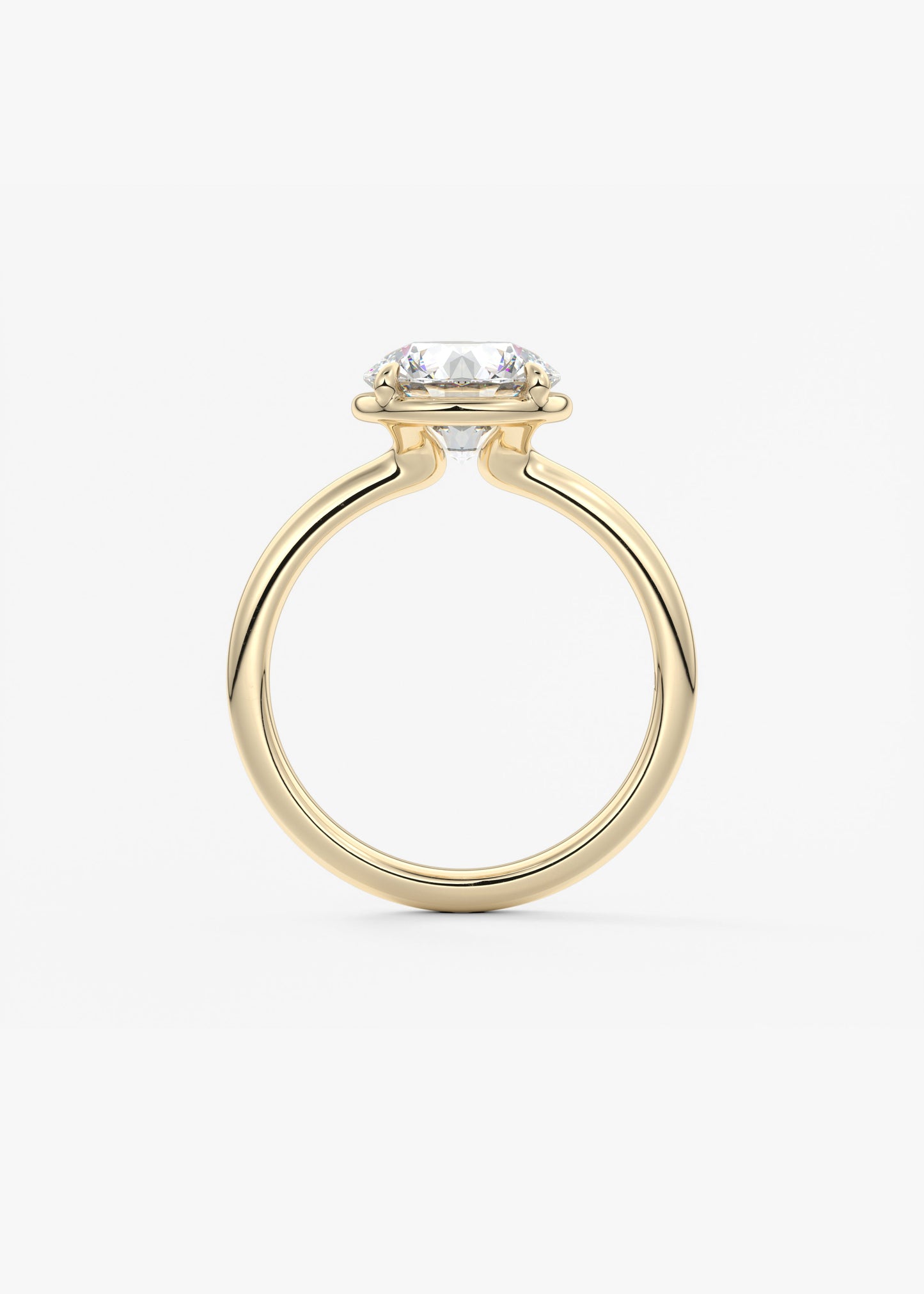 Round Bezel Lab Grown Diamond Engagement Ring