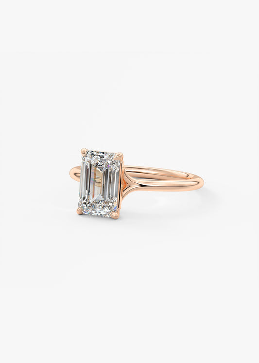 Emerald Split Shank Lab Grown Diamond Engagement Ring