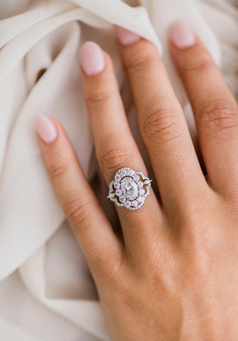1.85 CT Oval Art Deco Halo Moissanite Engagement Ring 6 1.85 CT Oval Art Deco Halo Moissanite Engagement Ring 6