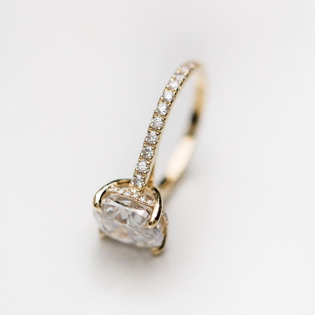 Cushion Pave Lab Grown Diamond Engagement Ring