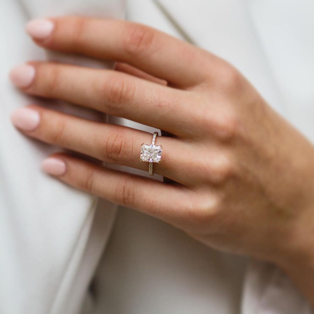 Radiant Pave Lab Grown Diamond Engagement Ring