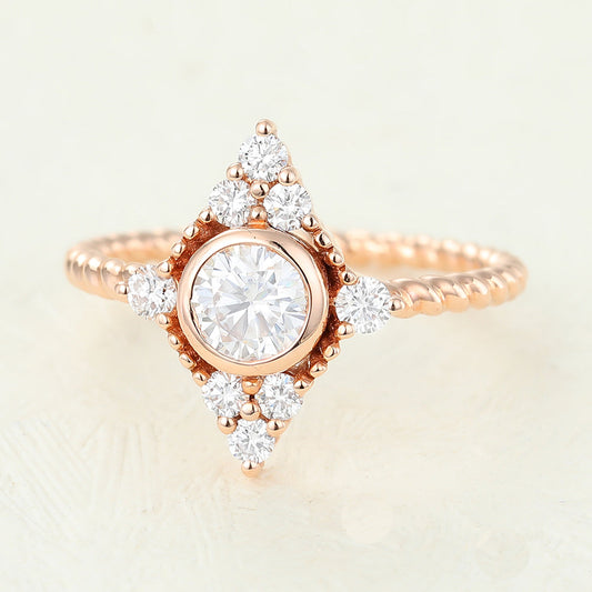 Round Cluster Lab-Grown Diamond Engagement Ring