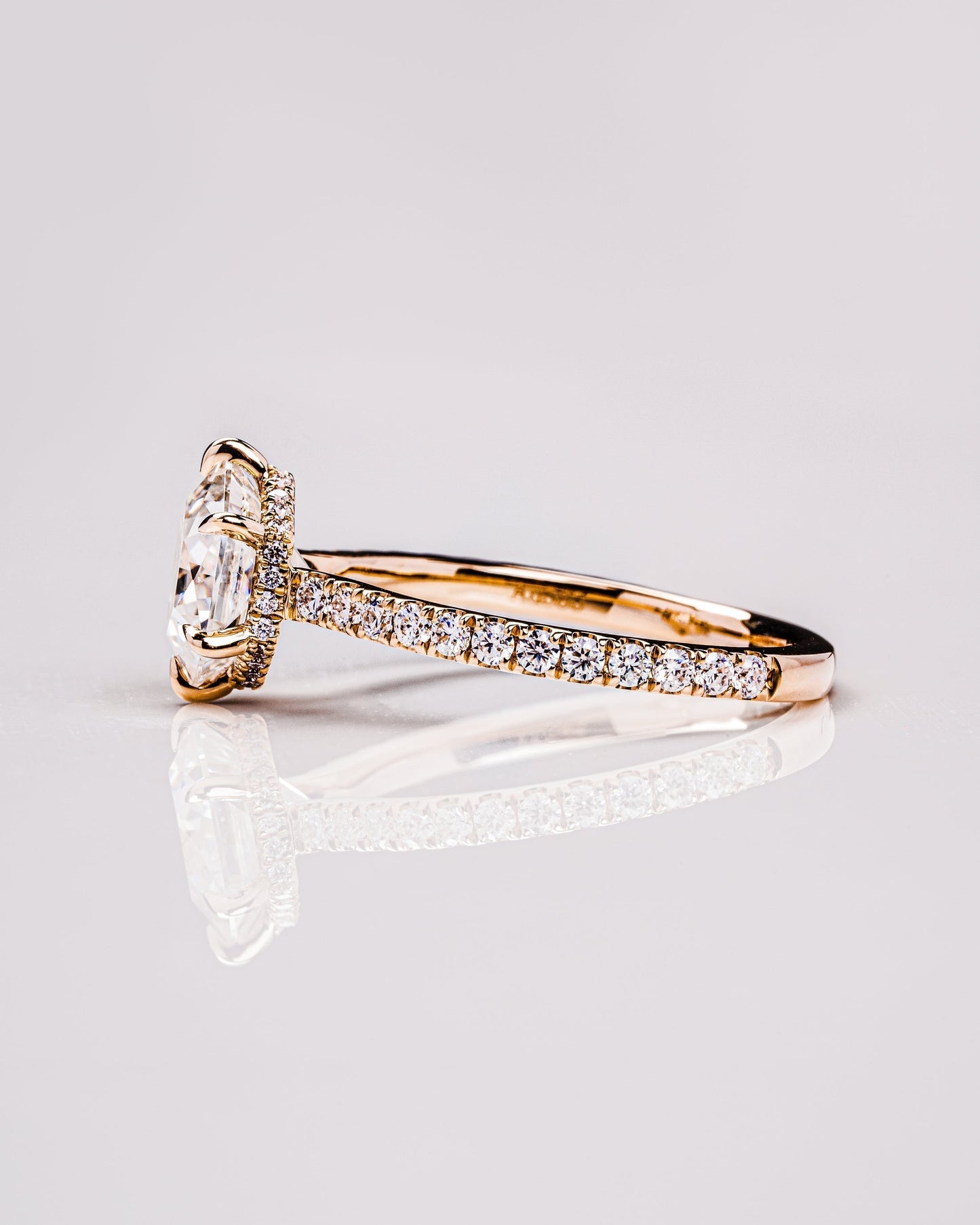 1.3 CT Hexagon Cut Hidden Halo Pave Lab Grown Diamond Engagement Ring