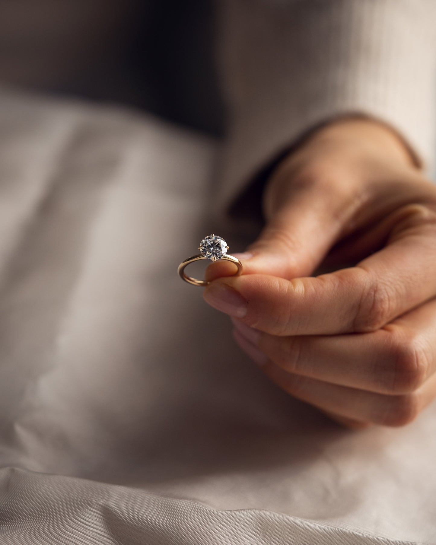 1.35 CT Round Cut Lab Grown Diamond Solitaire Engagement Ring