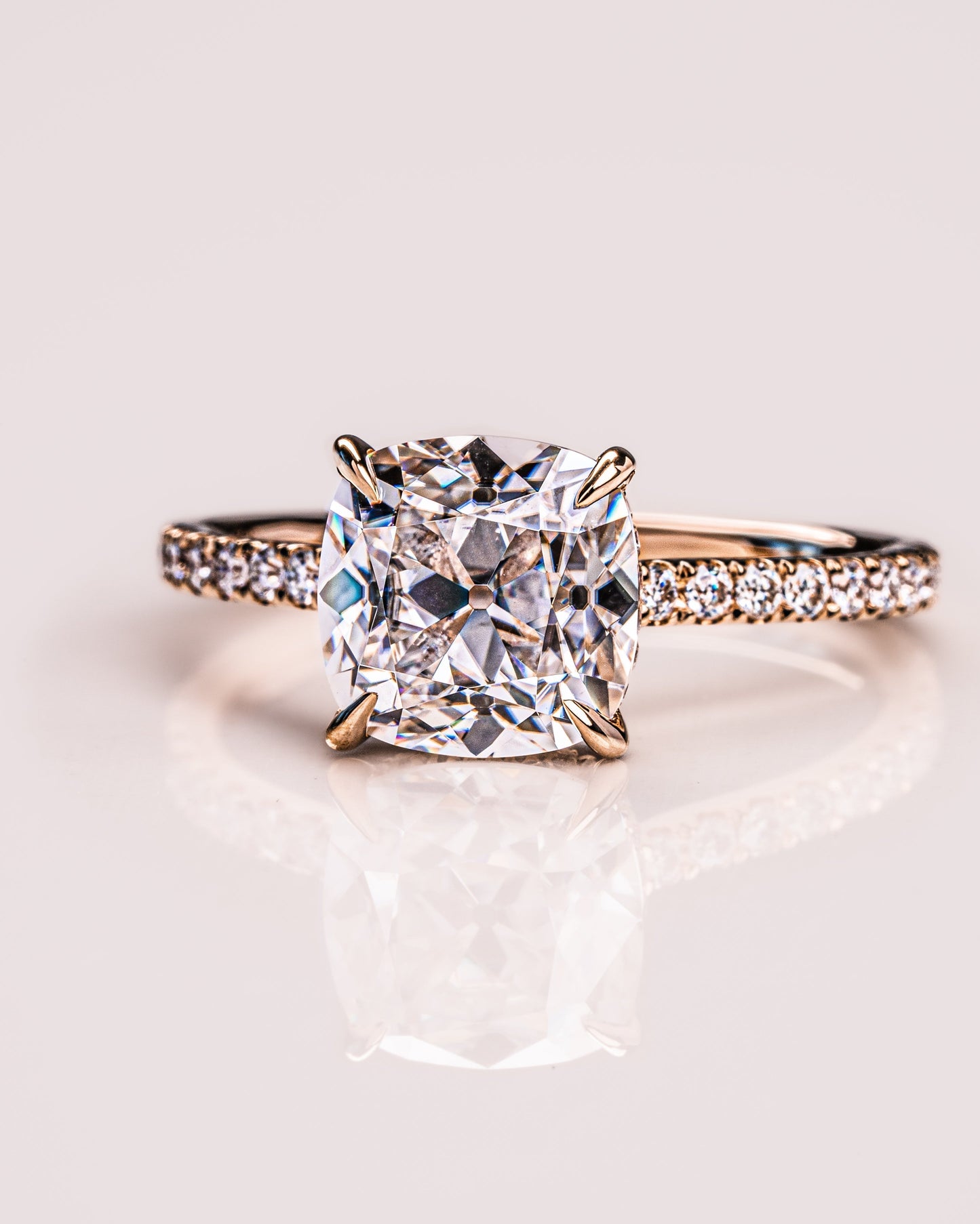 1.74 CT Cushion Pave Lab Grown Diamond Engagement Ring