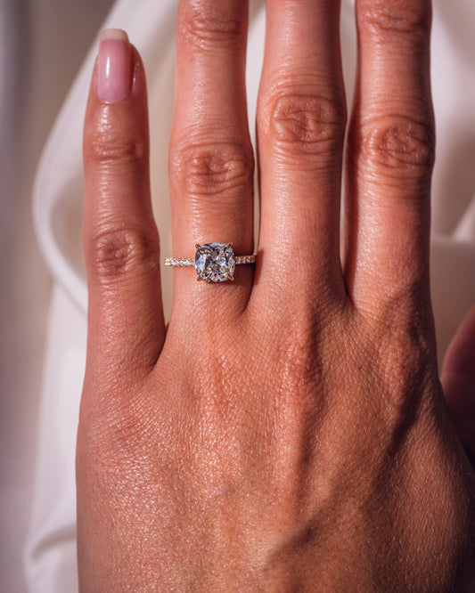 1.74 CT Cushion Pave Lab Grown Diamond Engagement Ring