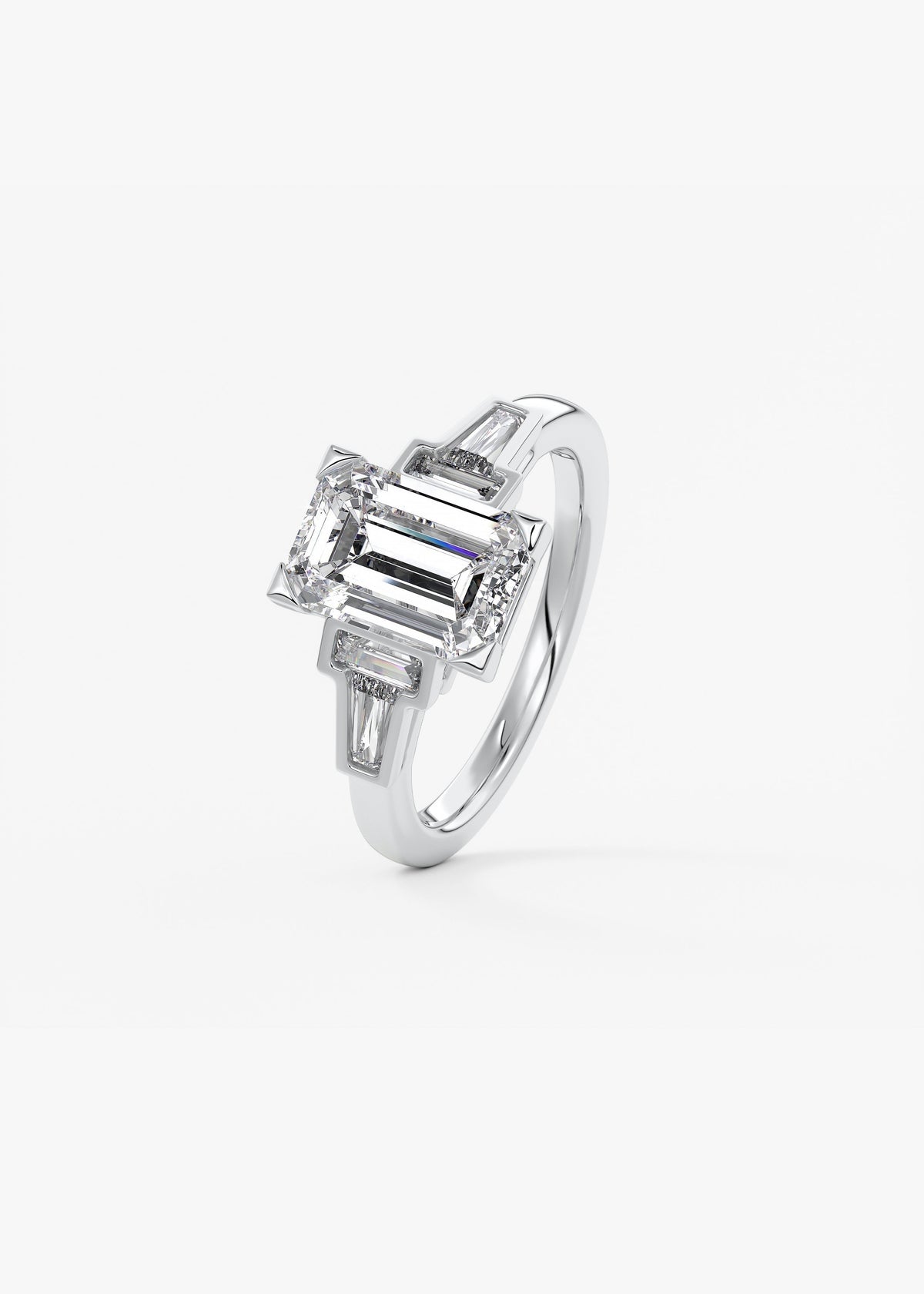 Emerald Five Stones Lab Grown Diamond Engagement Ring