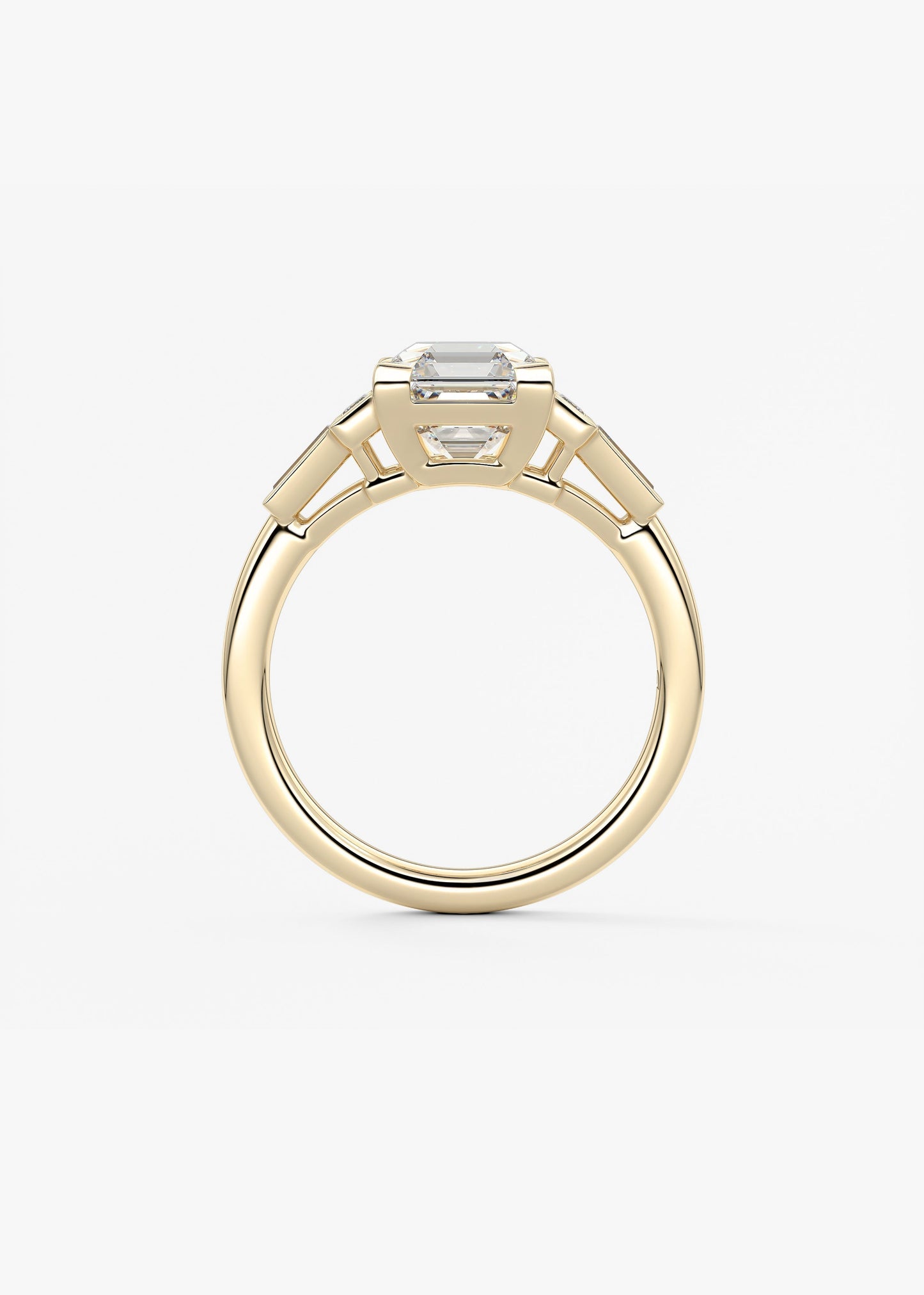 Asscher Five Stones Lab Grown Diamond Engagement Ring