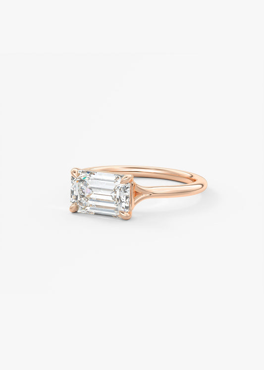 Emerald East West Split Shank Lab Grown Diamond Engagement Ring