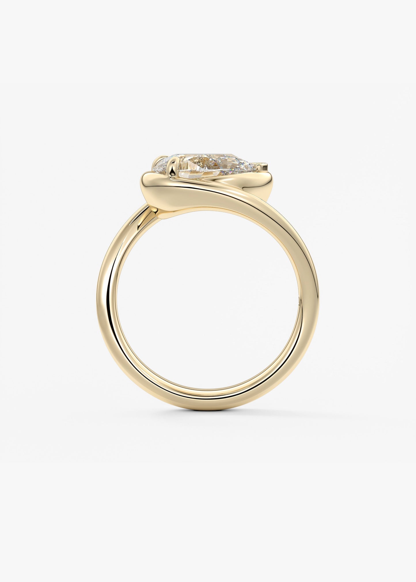 Pear Swirl Solitaire Lab Grown Diamond Engagement Ring