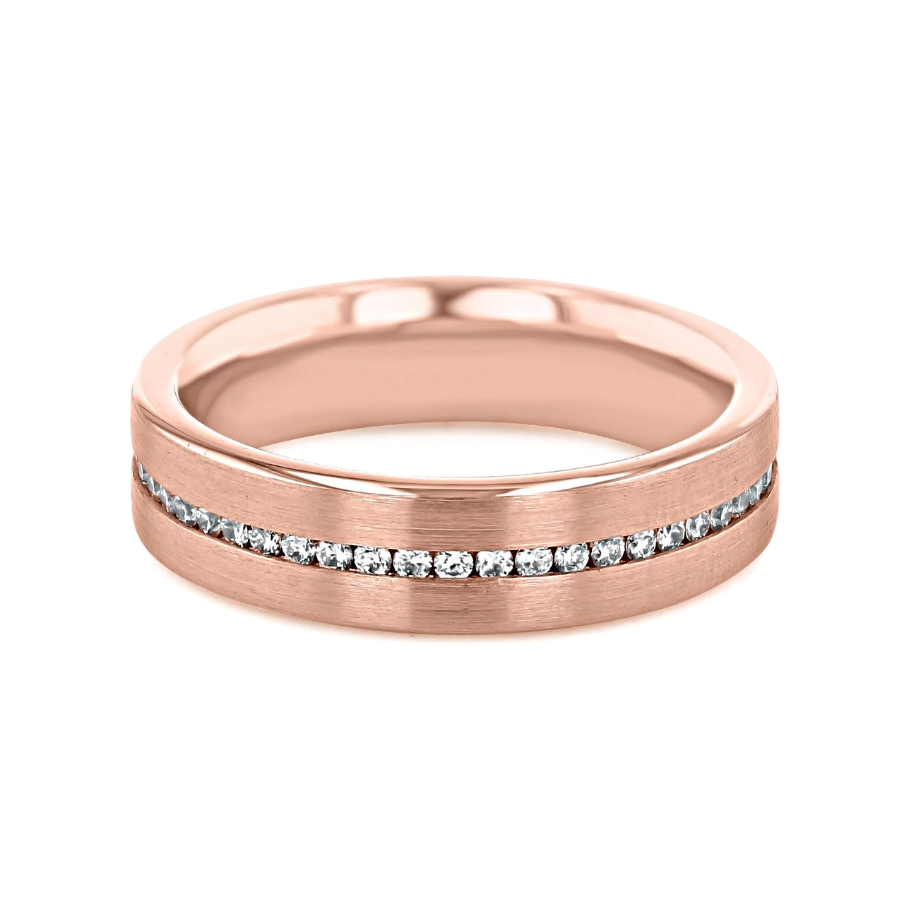 Round Stones Satin Men's Wedding Band 3 Round Stones Satin Men's Wedding Band 3