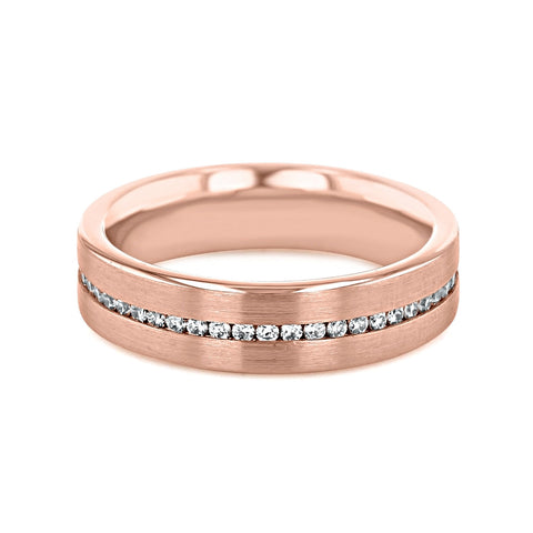 Round Stones Satin Men's Wedding Band 3 Round Stones Satin Men's Wedding Band 3