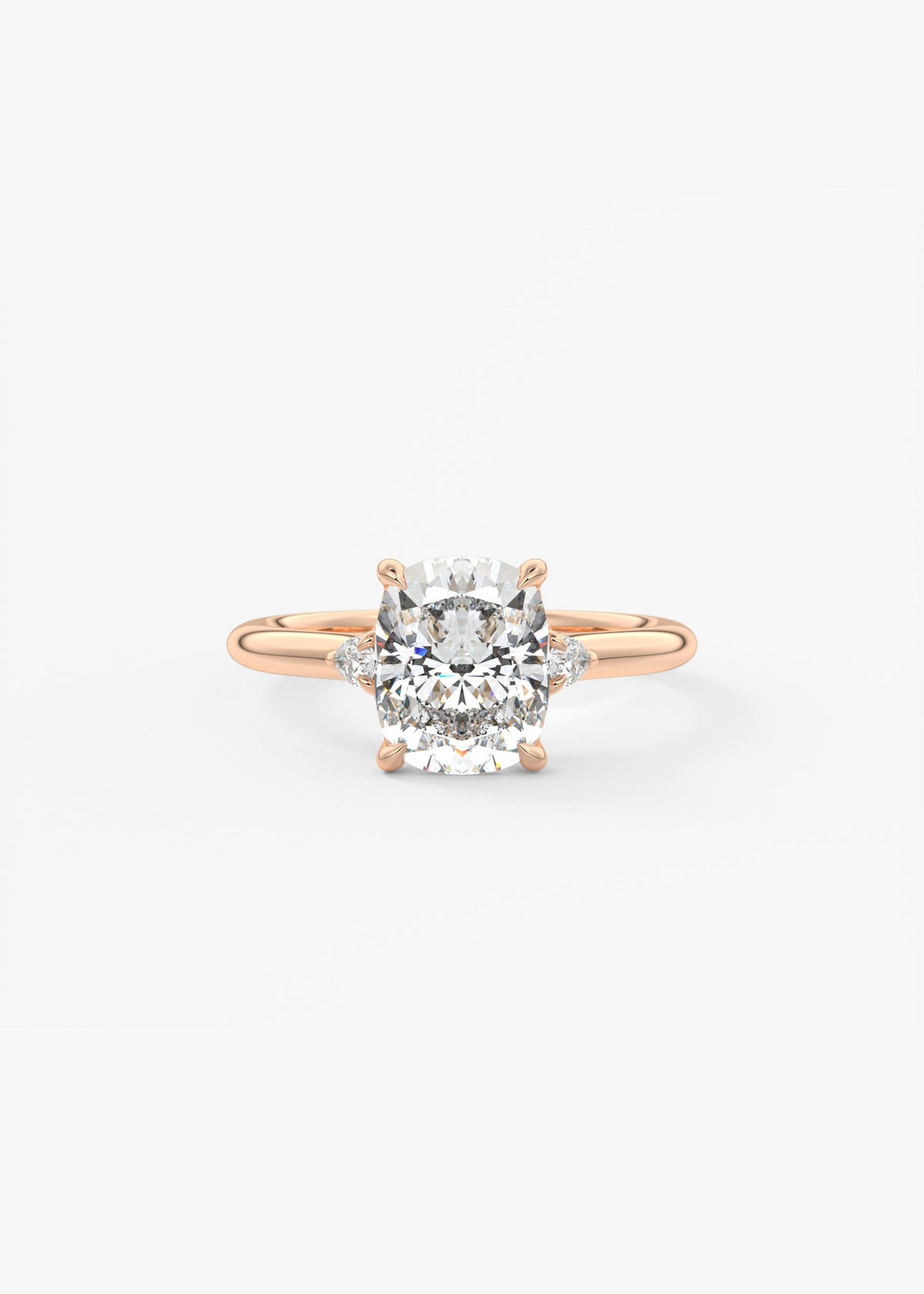 Elongated Cushion Three Stone Lab Grown Diamond Engagement Ring