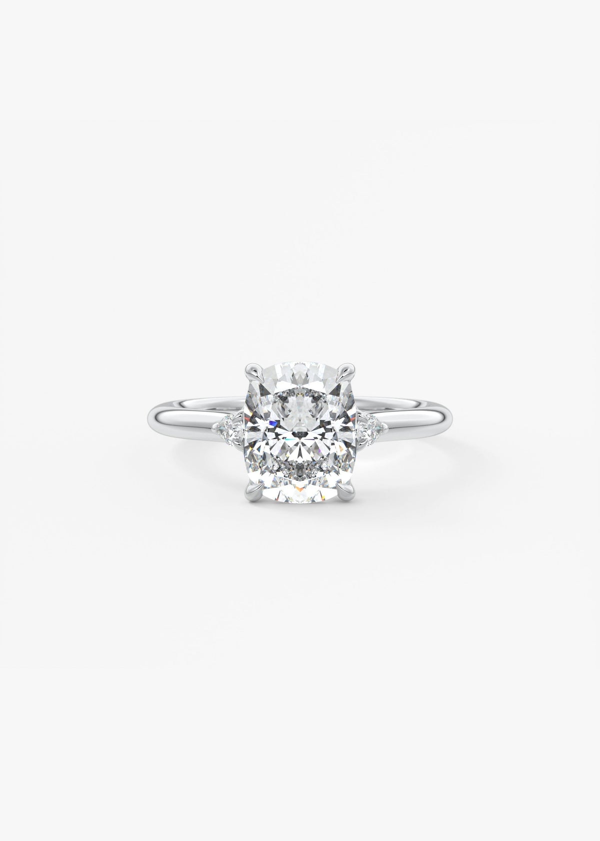 Elongated Cushion Three Stone Lab Grown Diamond Engagement Ring