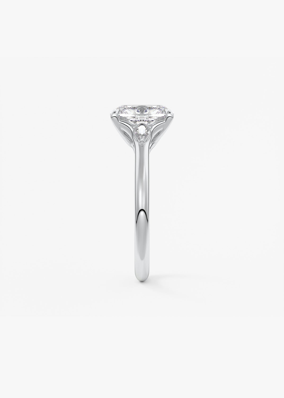 Elongated Cushion Three Stone Lab Grown Diamond Engagement Ring
