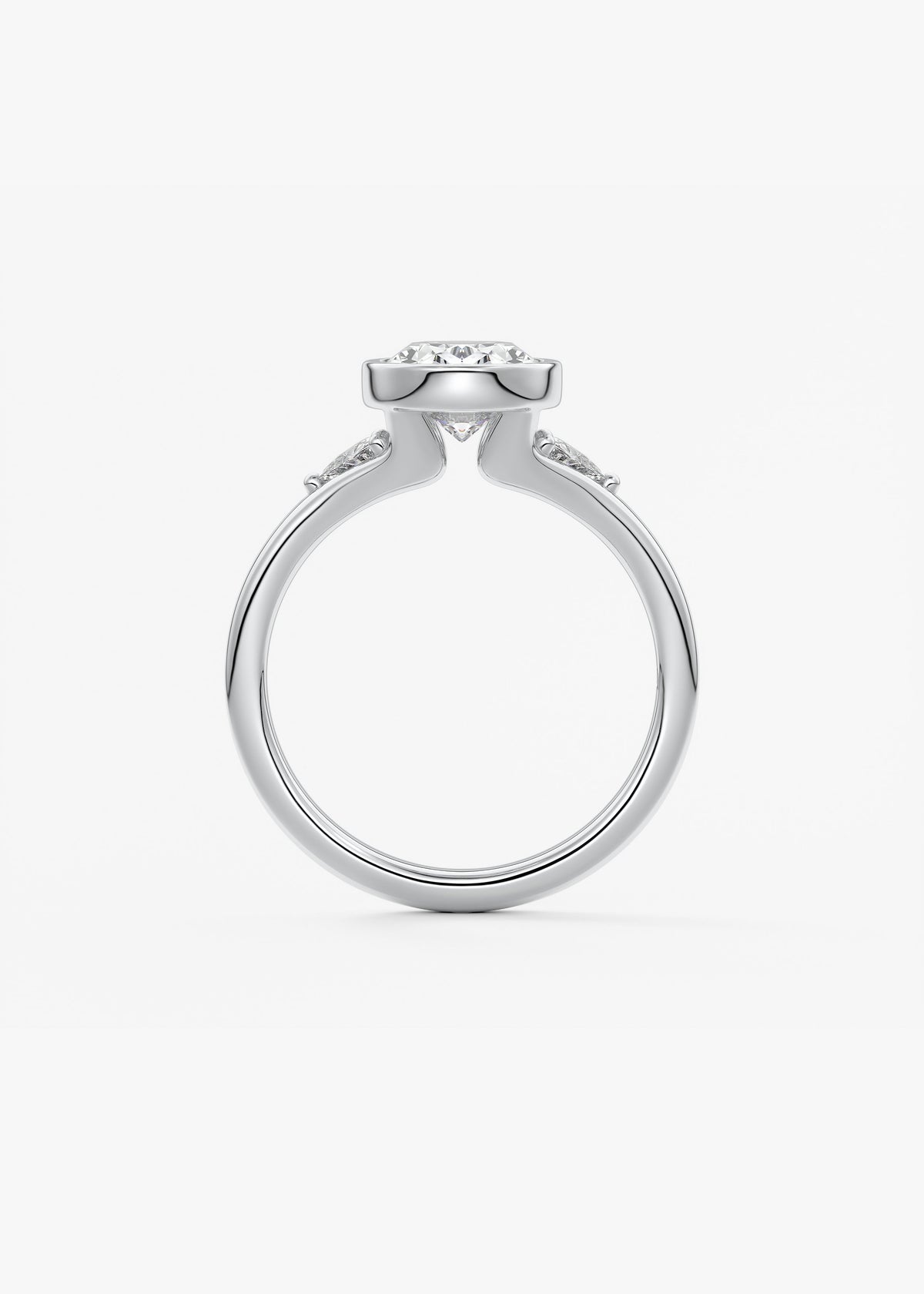 Oval Three Stone Bezel Lab Grown Diamond Engagement Ring