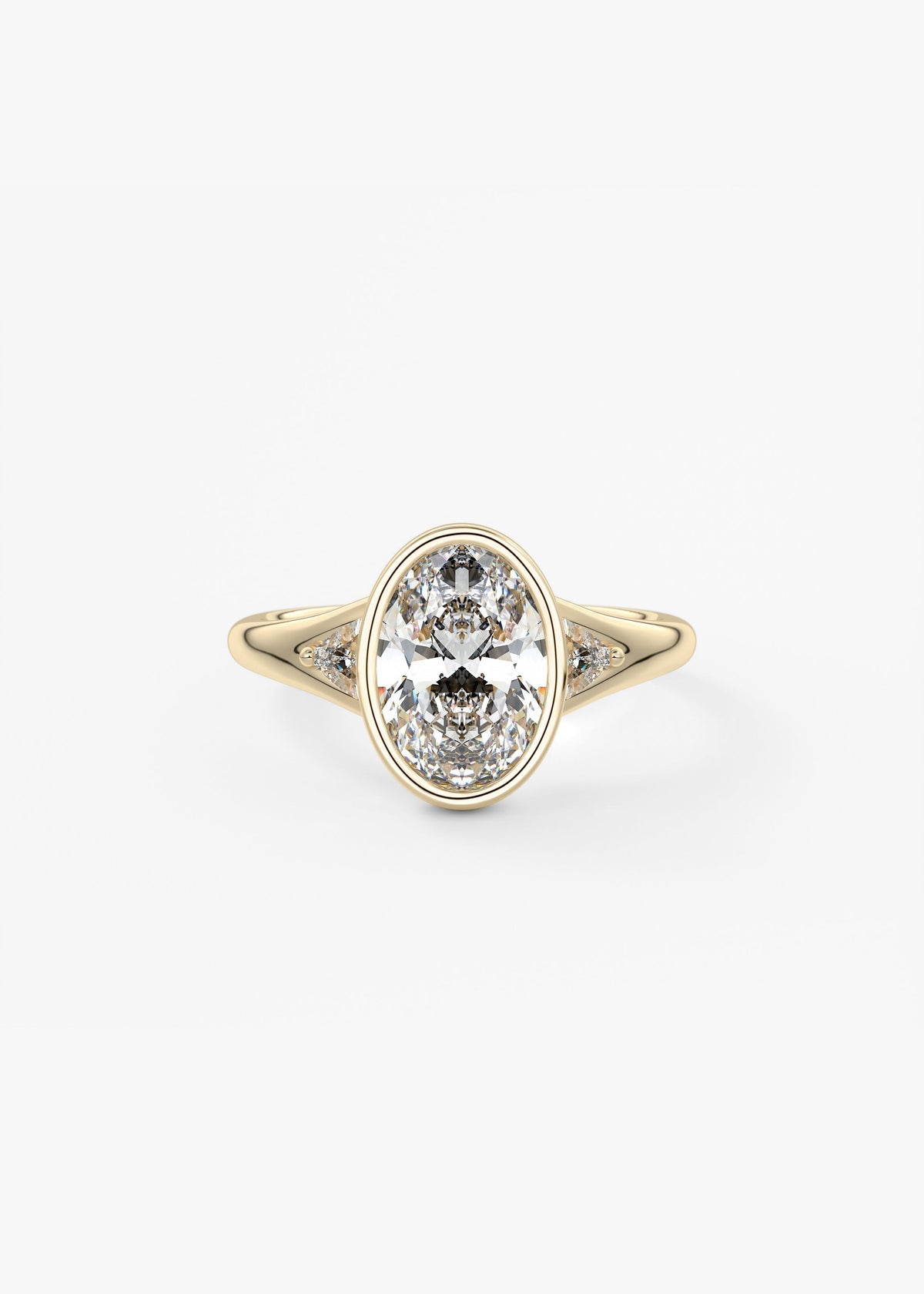 Oval Three Stone Bezel Lab Grown Diamond Engagement Ring