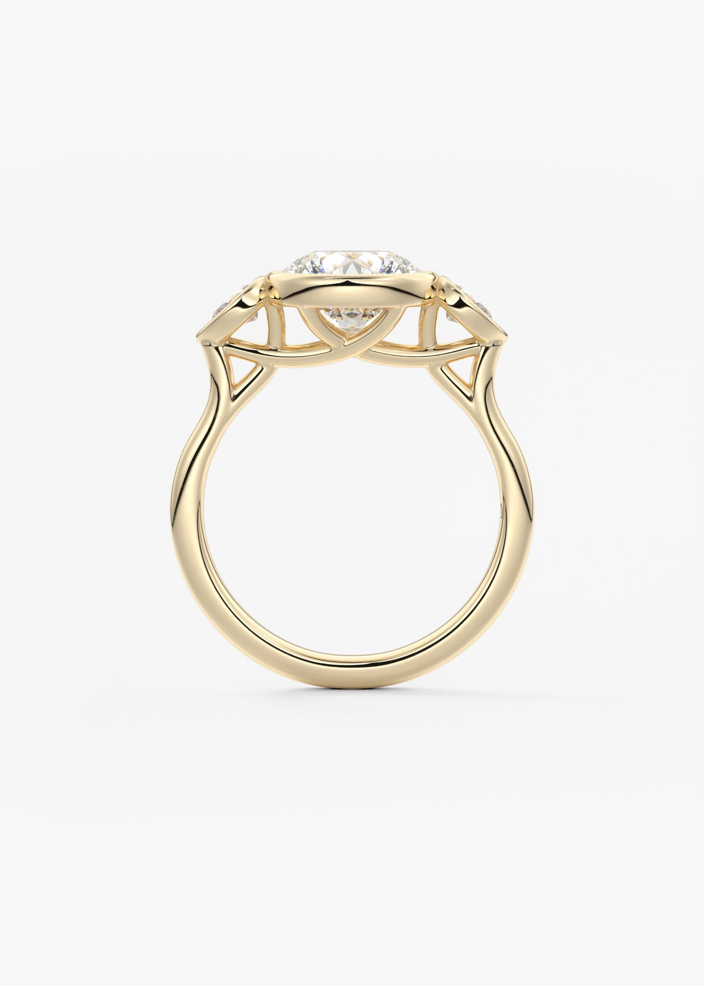 Round Three Stone Lab Grown Diamond Engagement Ring