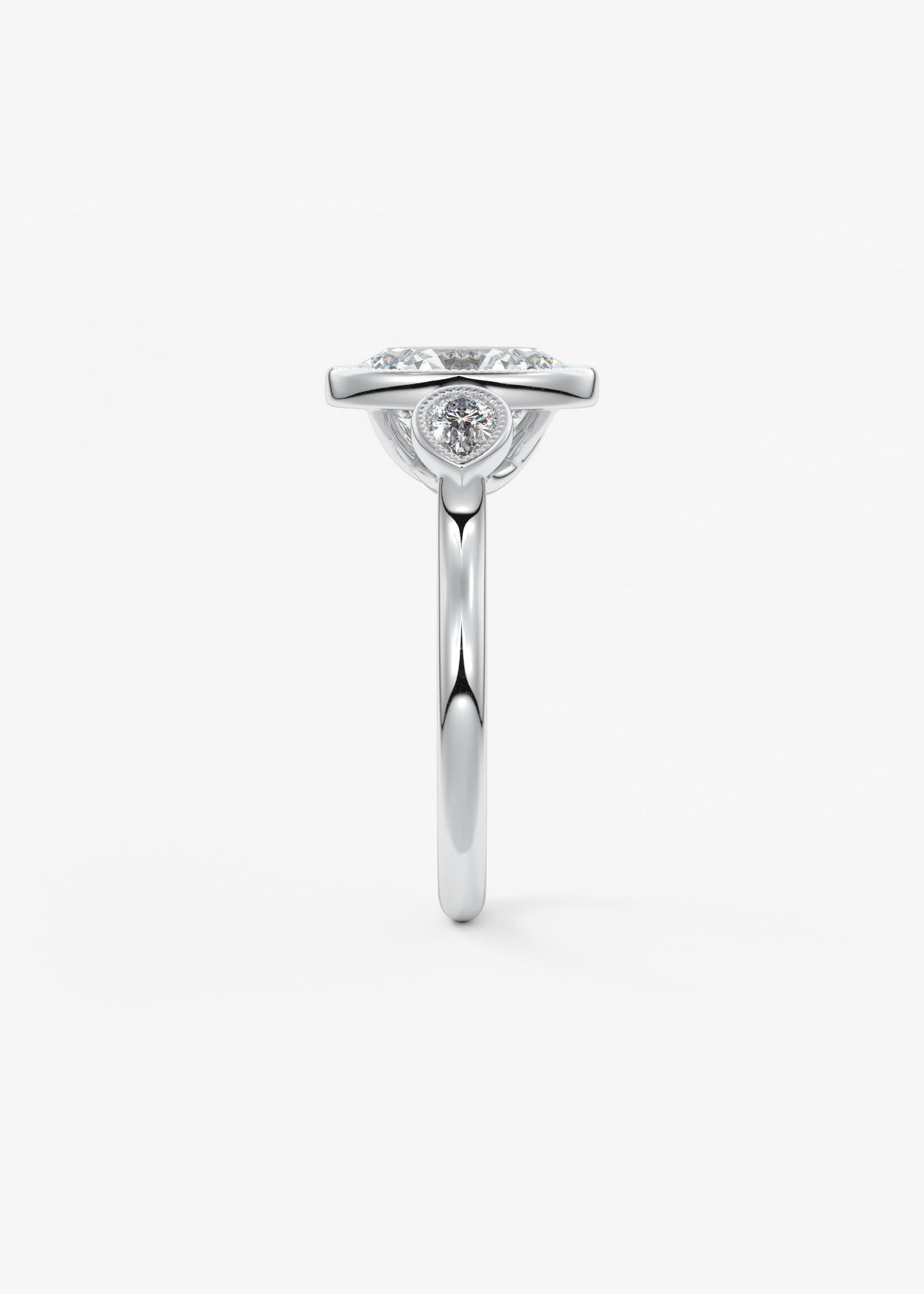 Oval Three Stone Lab Grown Diamond Engagement Ring