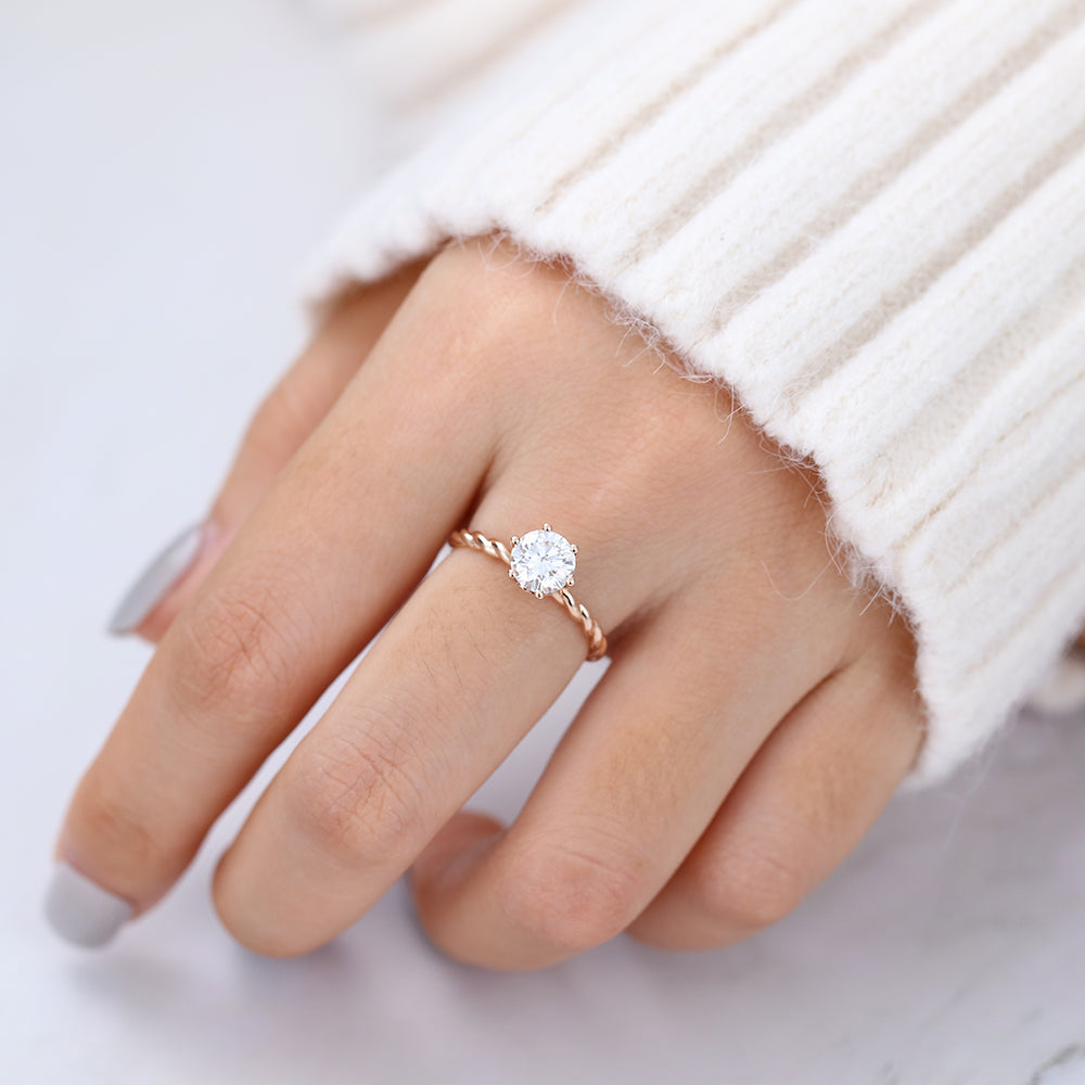 Round Twisted Shank Lab-Grown Diamond Engagement Ring