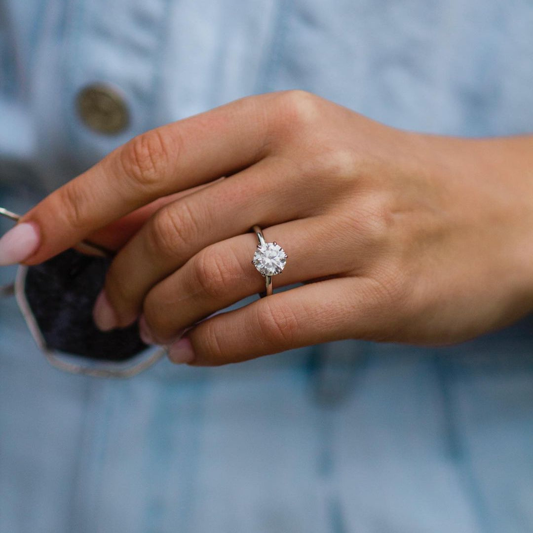 Round Pave Lab Grown Diamond Engagement Ring