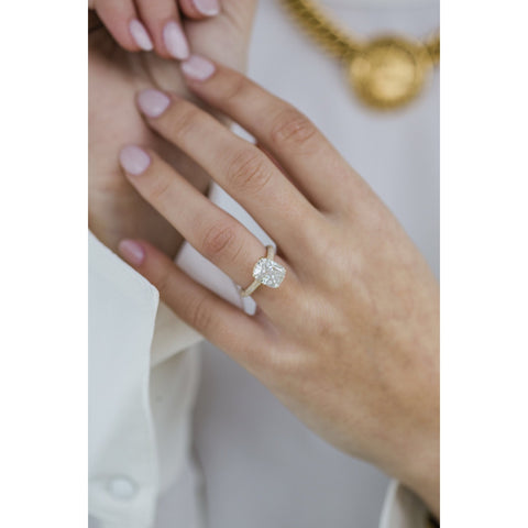 3.20 CT Elongated Cushion Solitaire Hidden Halo Moissanite Engagement Ring 5 3.20 CT Elongated Cushion Solitaire Hidden Halo Moissanite Engagement Ring 5