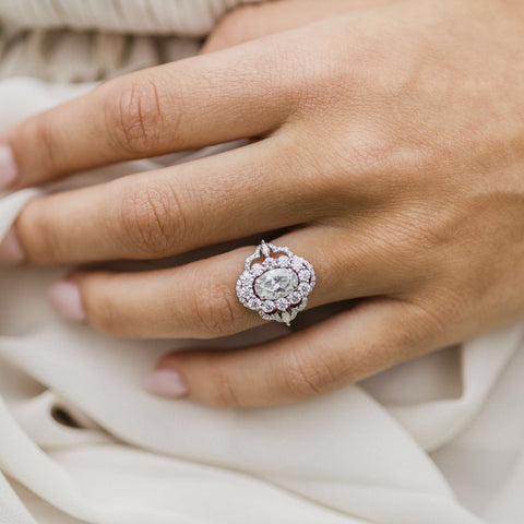 1.85 CT Oval Art Deco Halo Moissanite Engagement Ring 1 1.85 CT Oval Art Deco Halo Moissanite Engagement Ring 1