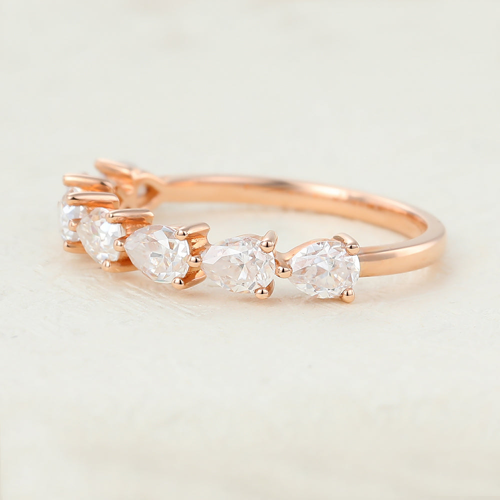 1.40 CT Pear Shaped Moissanite Half Eternity Wedding Band 4 1.40 CT Pear Shaped Moissanite Half Eternity Wedding Band 4