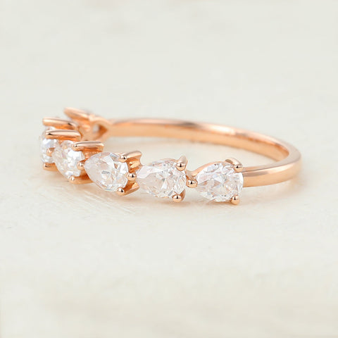 1.40 CT Pear Shaped Moissanite Half Eternity Wedding Band 4 1.40 CT Pear Shaped Moissanite Half Eternity Wedding Band 4