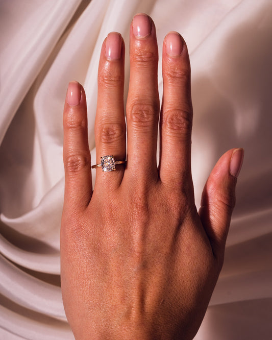 1.49 CT Cushion Cut Hidden Halo Lab Grown Diamond Engagement Ring