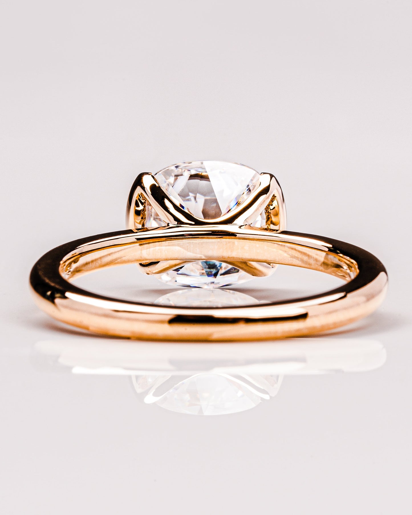 2.54 CT Cushion Half Bezel Solitaire Lab Grown Diamond Engagement Ring