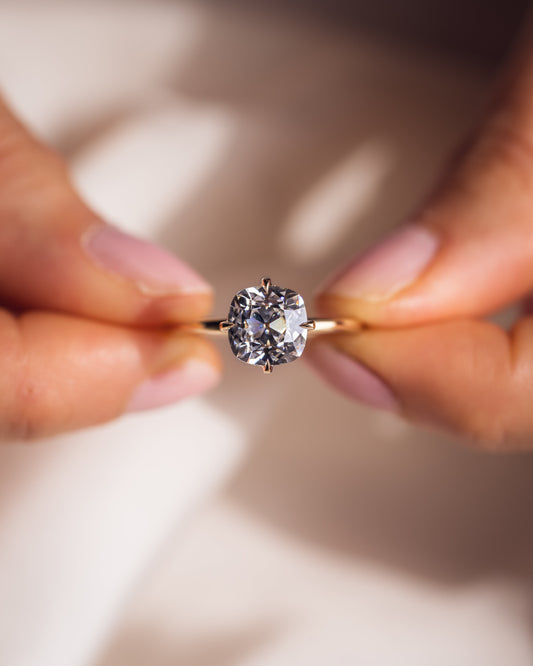 2.54 CT Cushion Cut Lab Grown Diamond Engagement Ring With Hidden Halo Setting