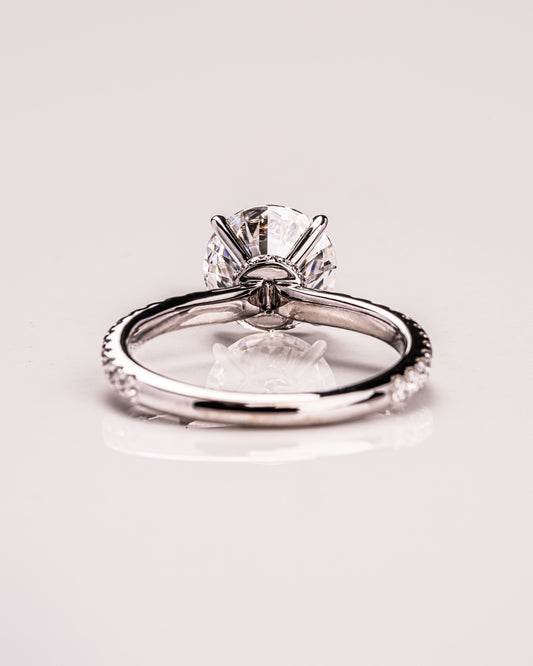 1.9 CT Round Hidden Halo Pave Lab Grown Diamond Engagement Ring