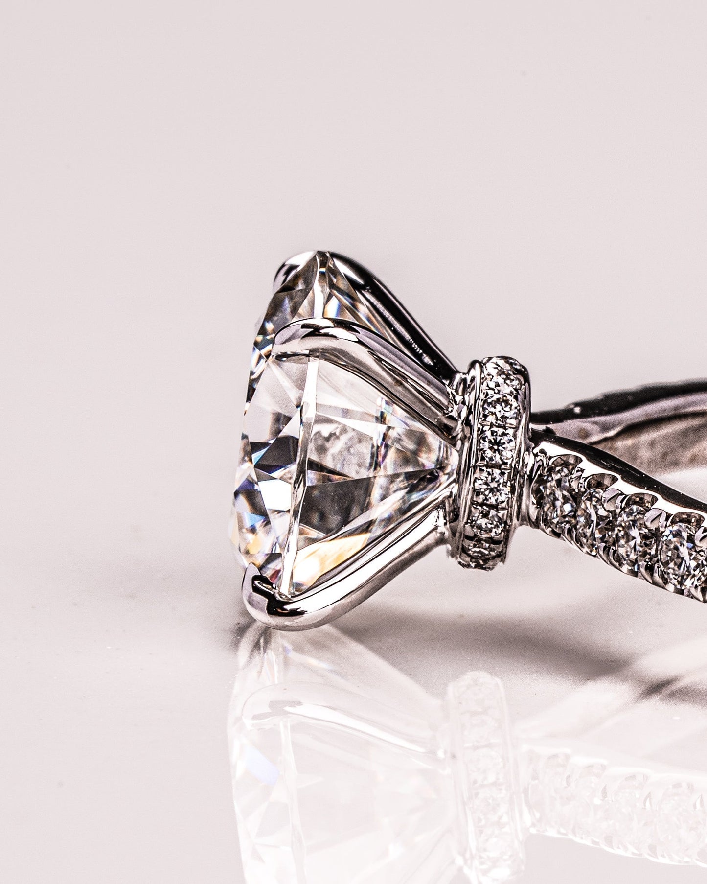 1.9 CT Round Hidden Halo Pave Lab Grown Diamond Engagement Ring