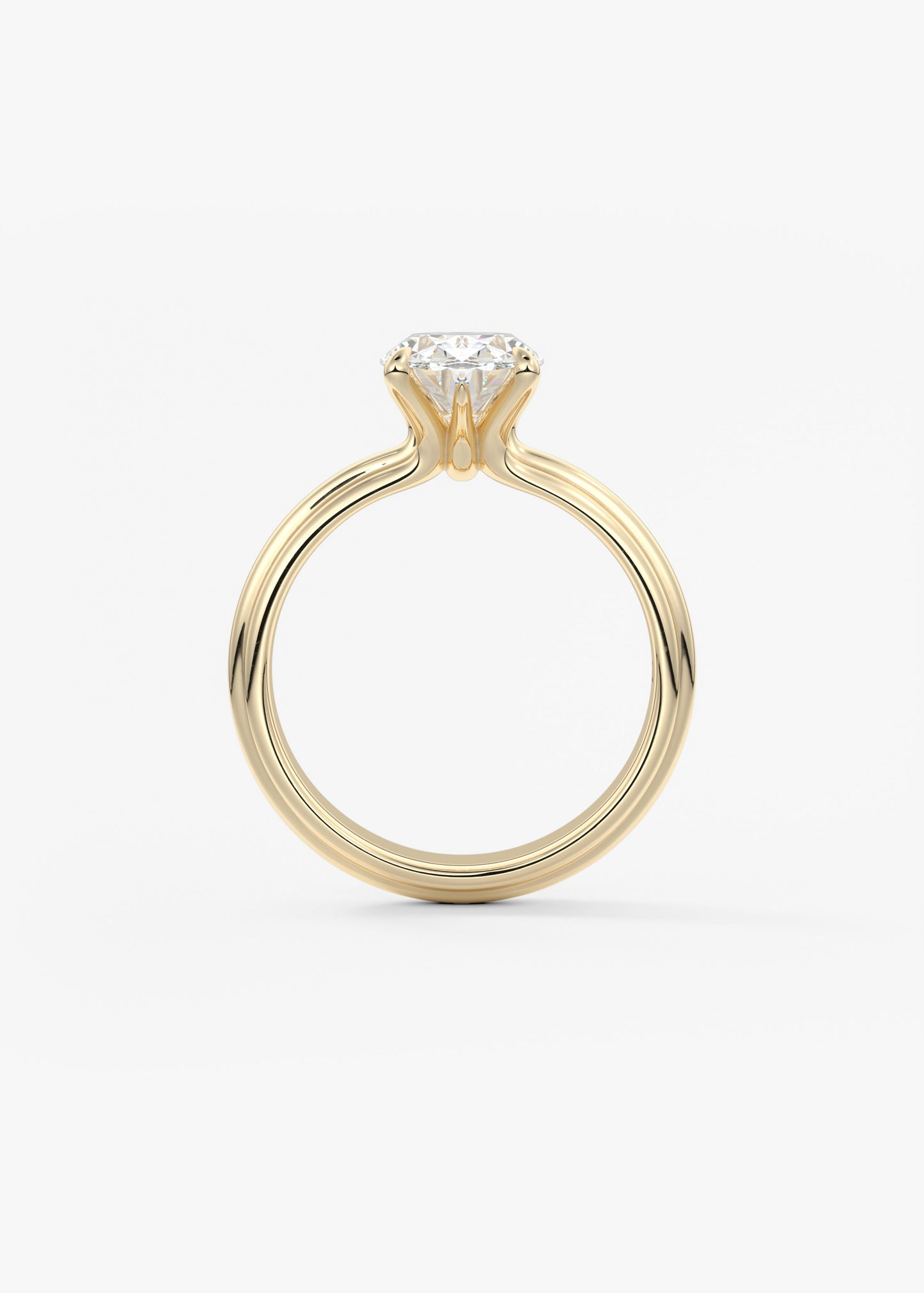 Oval Solitaire Triple Shank Lab Grown Diamond Engagement Ring