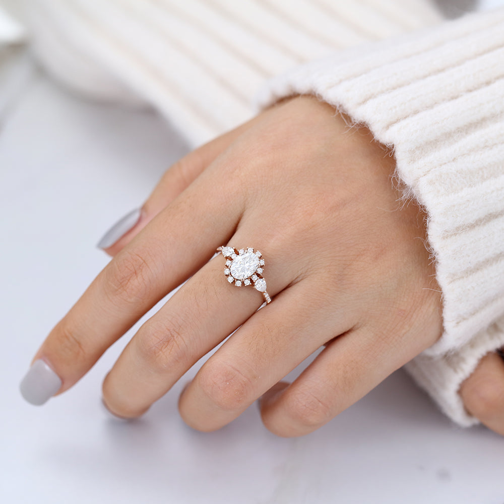 Oval Cluster Lab-Grown Diamond Engagement Ring