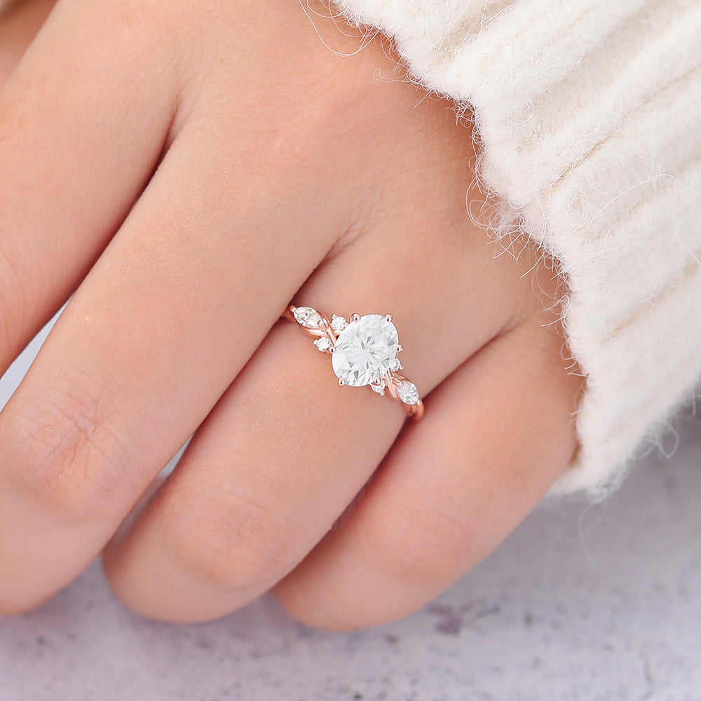 Oval Cluster Lab-Grown Diamond Engagement Ring