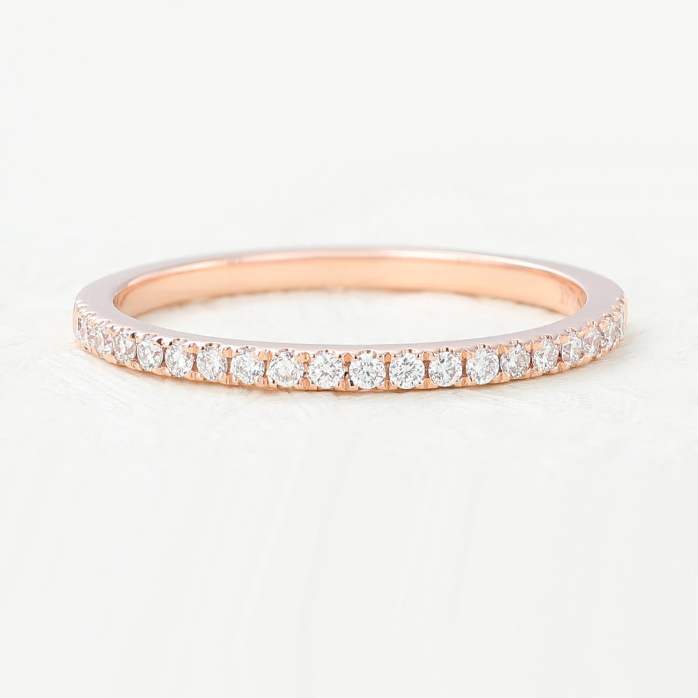 0.14 CT Round Shaped Moissanite Half Eternity Wedding Band 1 0.14 CT Round Shaped Moissanite Half Eternity Wedding Band 1