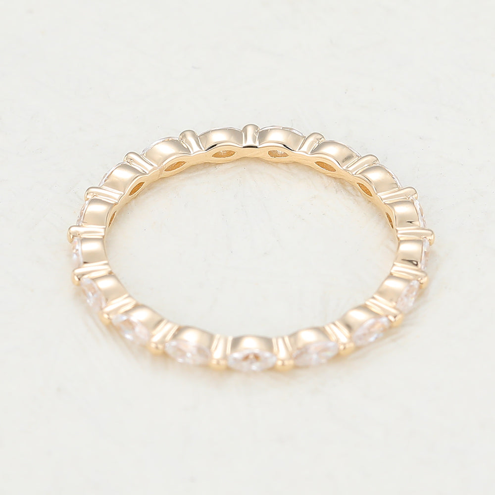 1.44 CT Marquise Shaped Moissanite Full Eternity Wedding Band 4 1.44 CT Marquise Shaped Moissanite Full Eternity Wedding Band 4