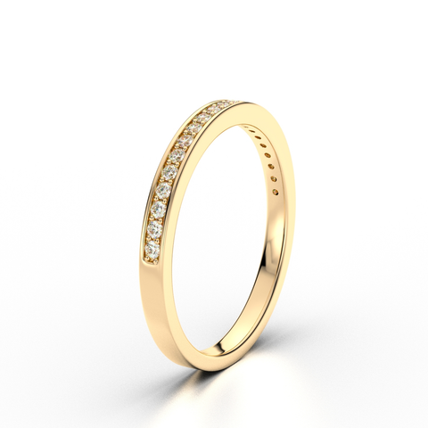 0.16 CT Round Shaped Moissanite Half Eternity Style Wedding Band 1 0.16 CT Round Shaped Moissanite Half Eternity Style Wedding Band 1