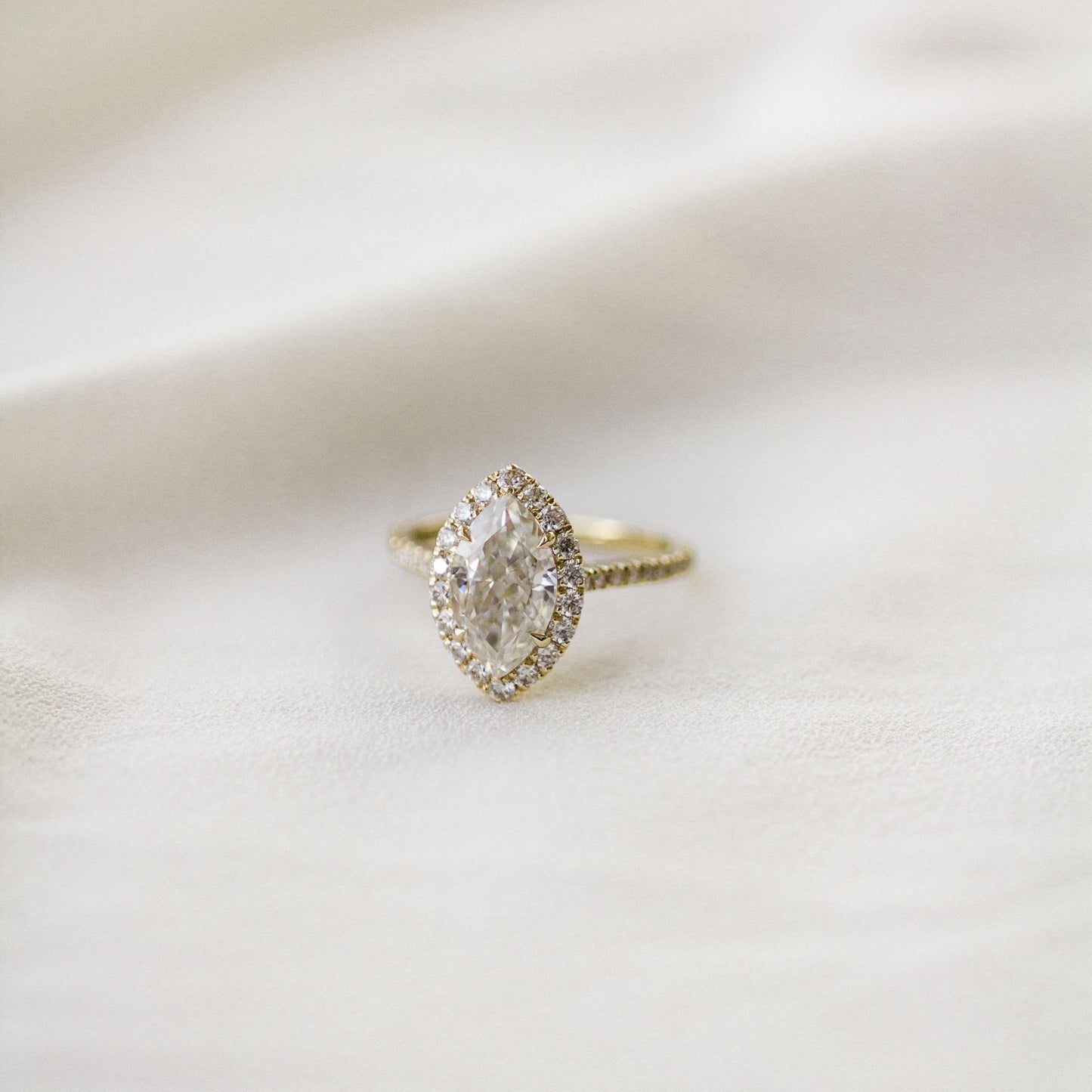 Marquise Halo & Pave Lab Grown Diamond Engagement Ring