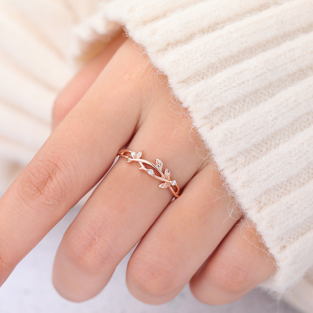 0.042 CT Round Shaped Moissanite Twig Style Wedding Band 5 0.042 CT Round Shaped Moissanite Twig Style Wedding Band 5