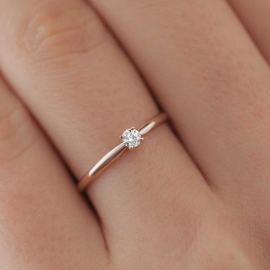 0.11 CT Round Shaped Moissanite Solitaire Engagement Ring 1