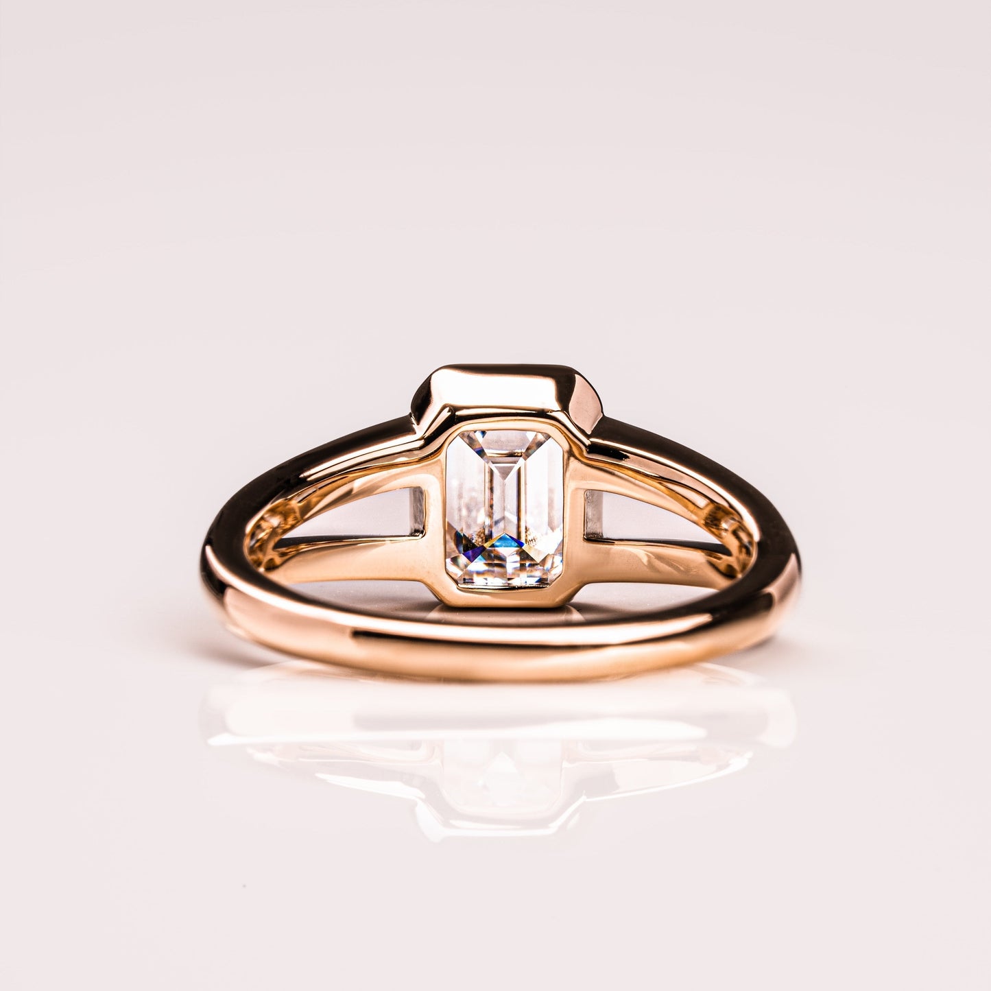 Emerald Solitaire & Split Shank Moissanite Engagement Ring