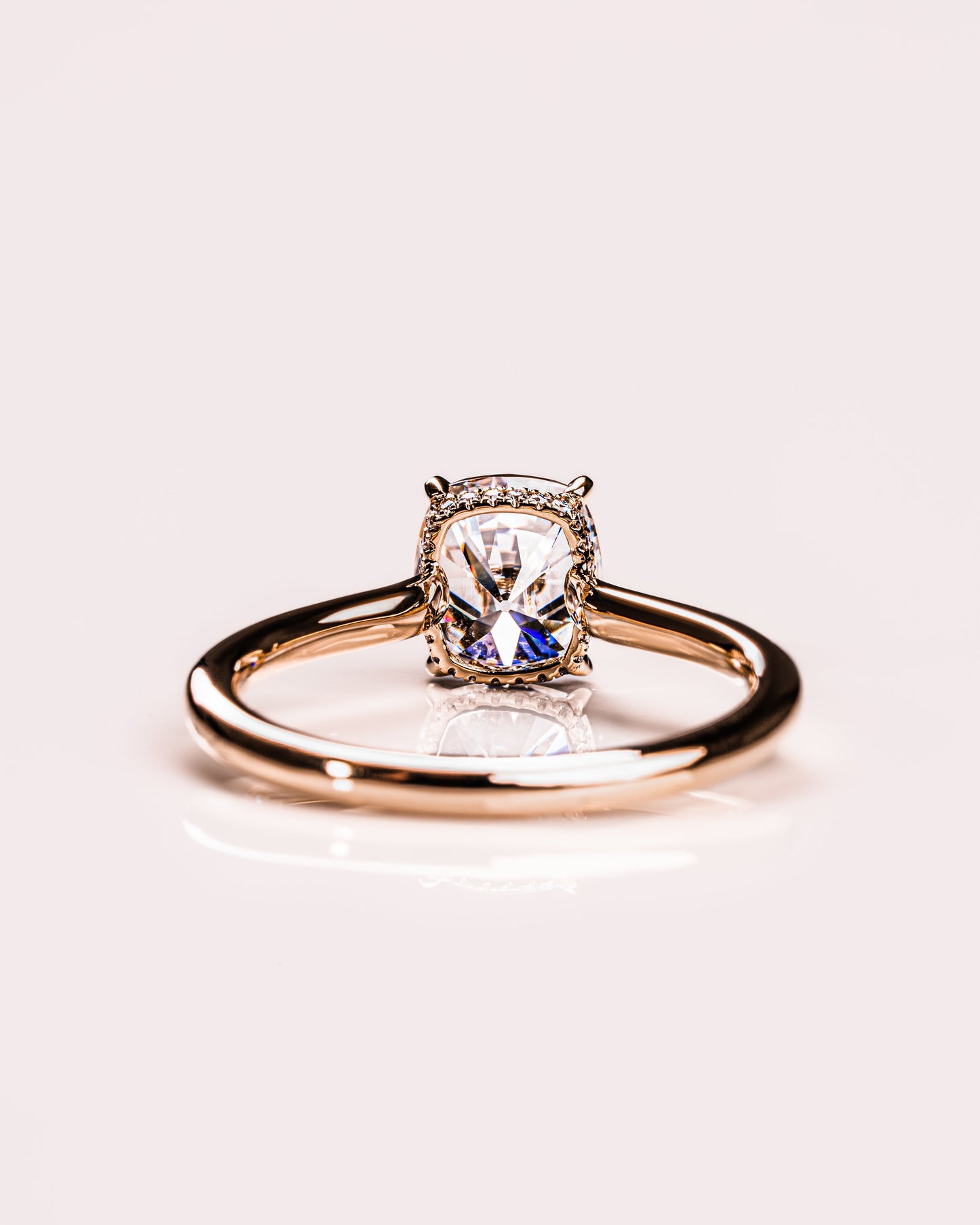 0.96 CT Cushion Hidden Halo Lab Grown Diamond Engagement Ring