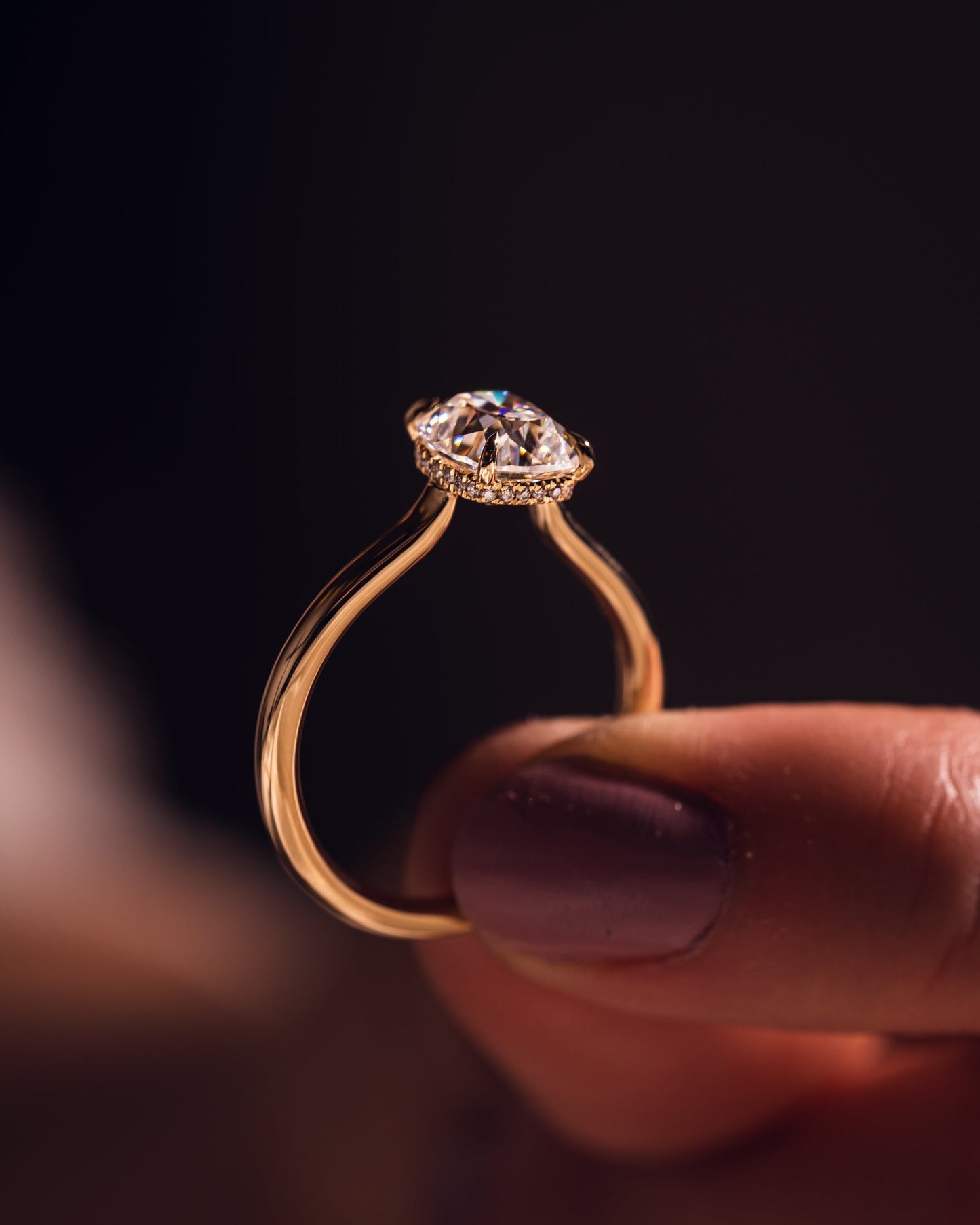 0.96 CT Cushion Hidden Halo Lab Grown Diamond Engagement Ring