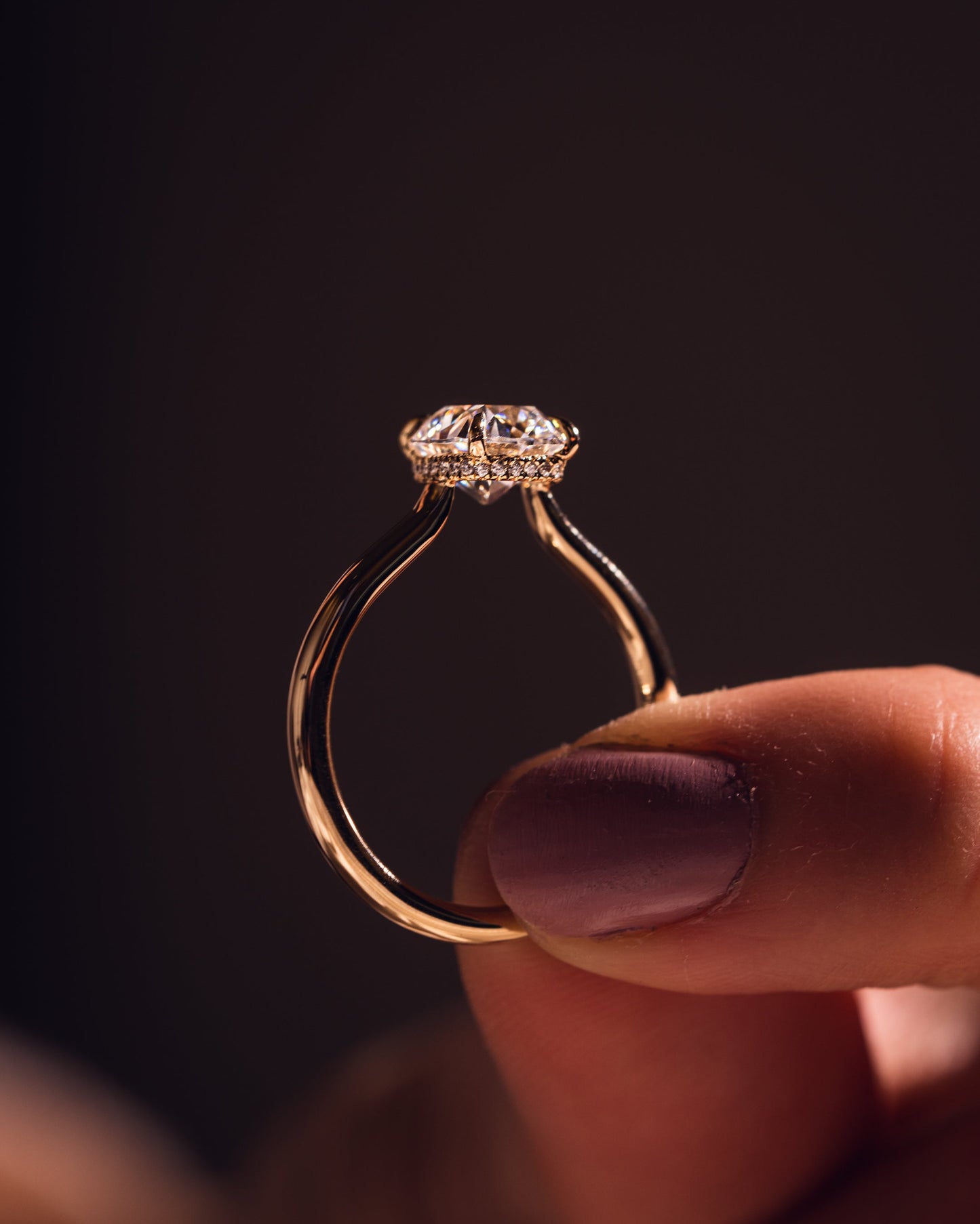 0.96 CT Cushion Hidden Halo Lab Grown Diamond Engagement Ring