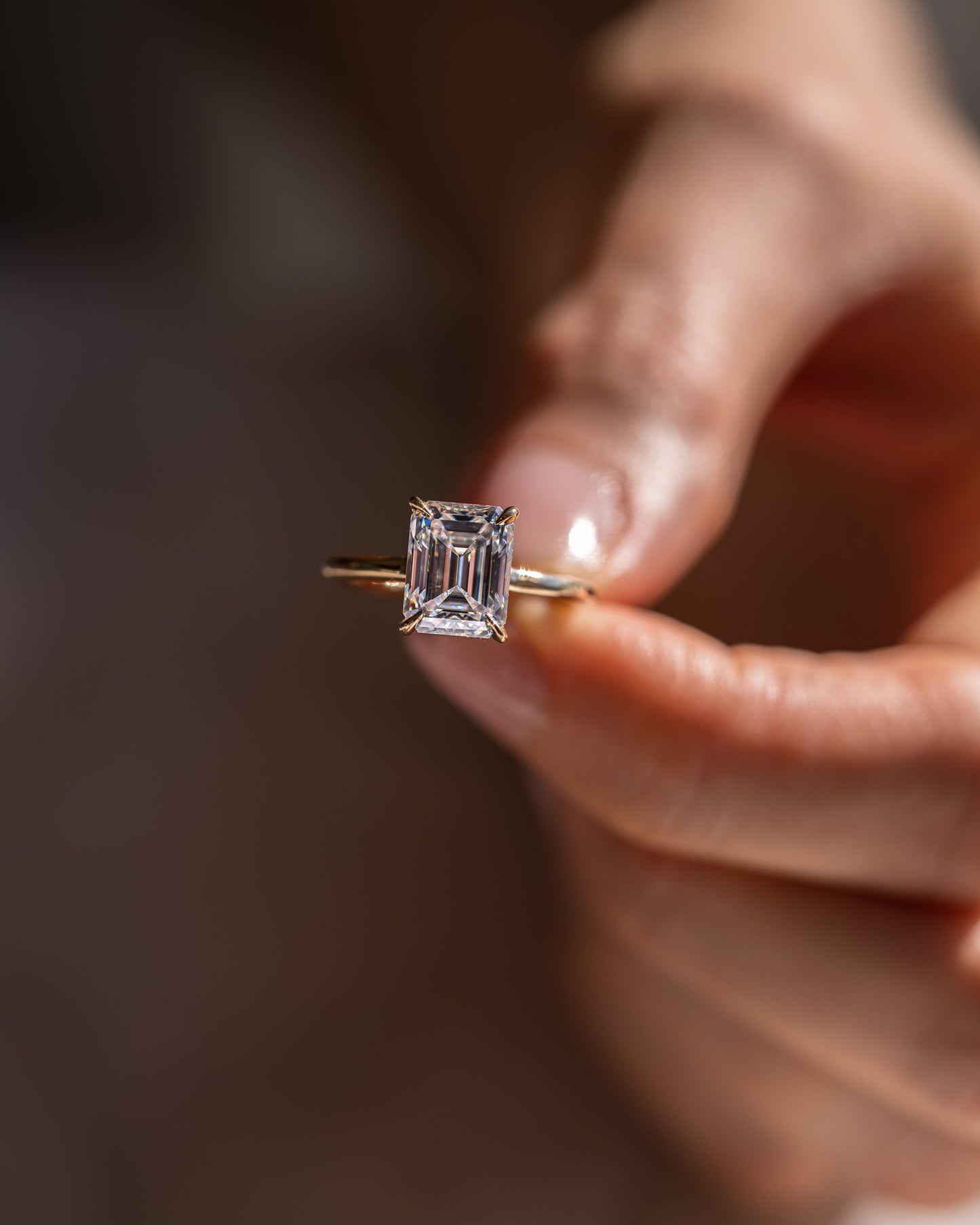 2.30 CT Emerald Cut Lab Grown Diamond Solitaire Engagement Ring With Hidden Halo Setting